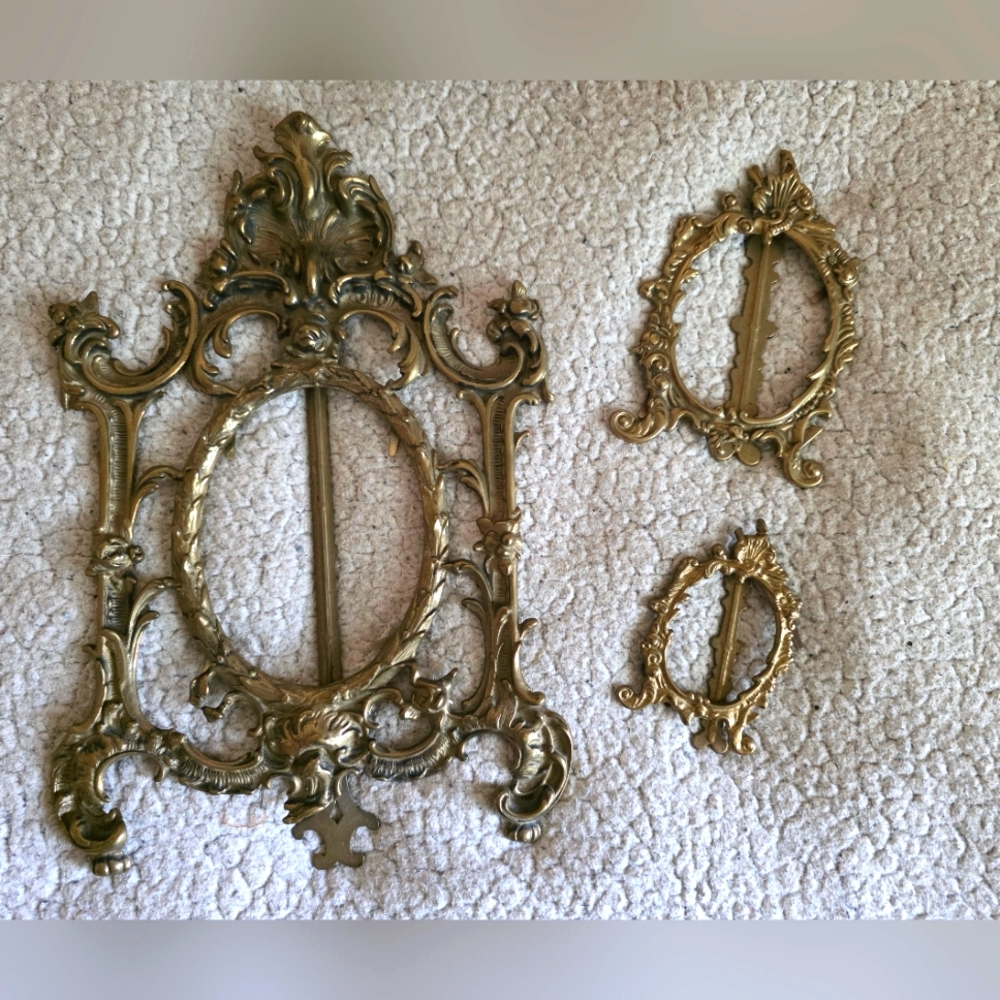 Antique | Rococo Revival | Brass Easel Back Picture Frames | GVC